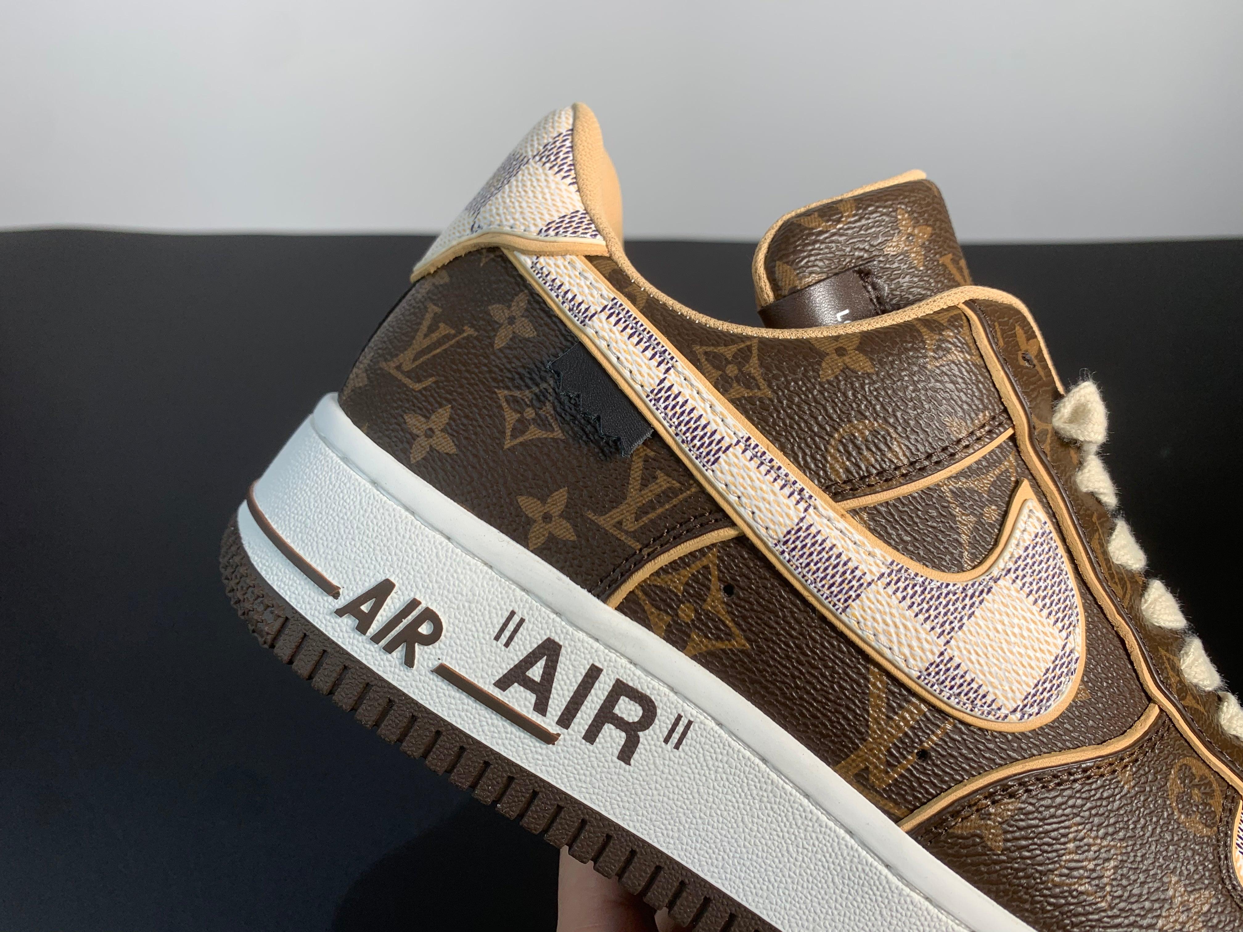 NIKE X OFF WHITE X LOUIS VUITTON - AIR FORCE 1 " BROWN DAMIER AZUR "