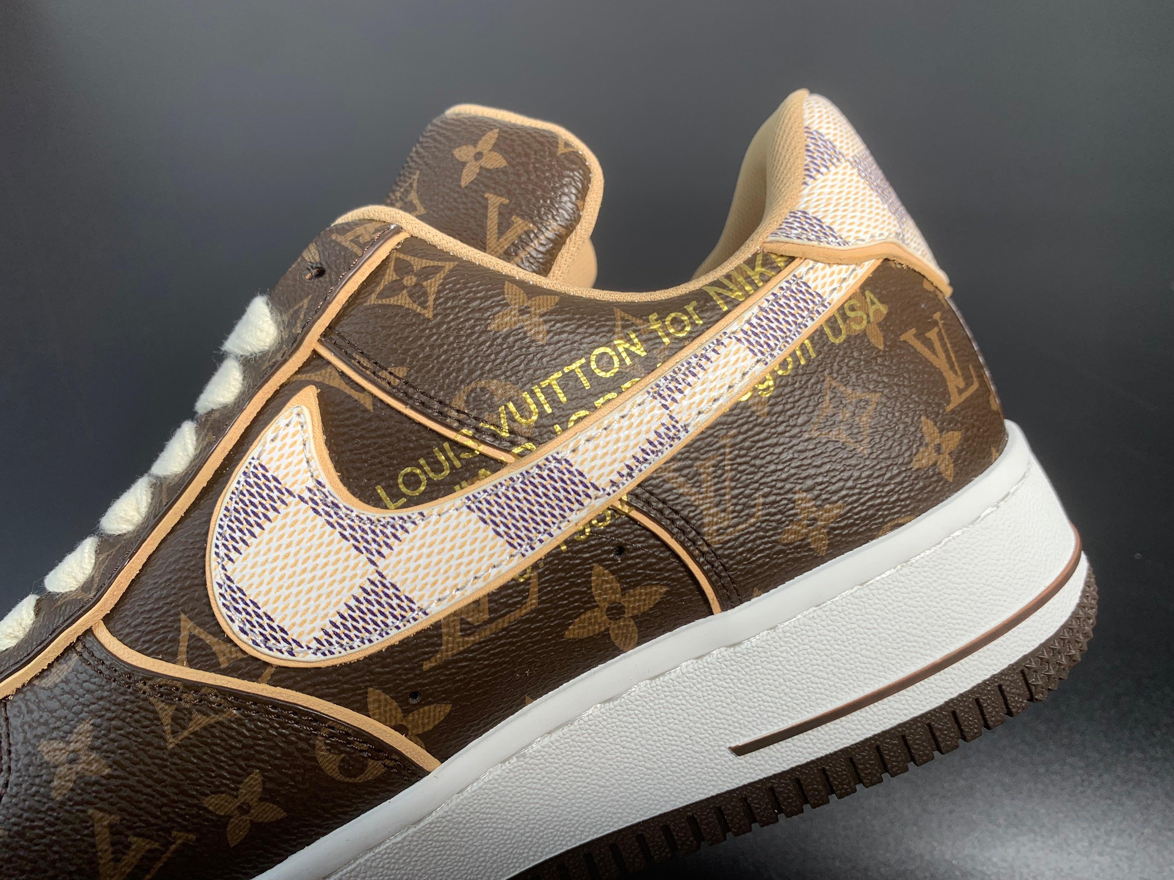 NIKE X OFF WHITE X LOUIS VUITTON - AIR FORCE 1 " BROWN DAMIER AZUR "